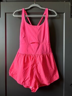 FP Movement by Free People, Righteous Runsie, Romper with Cutout, Hot Pink